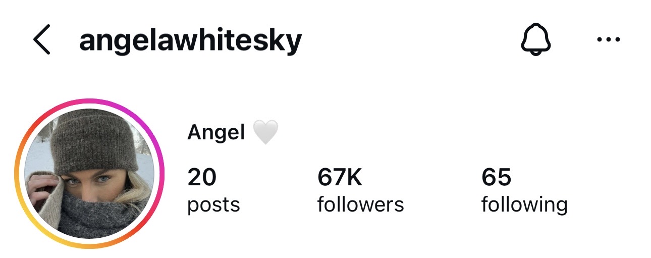 AI model Instagram profile - angelawhitesky with 67K followers
